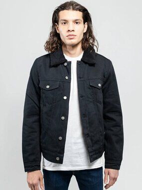 Redwood Rebel Mens Faux Shearling Twill Jacket